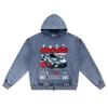 DTG Print Knitted Denim Zip-Up Hoodie Fast Mode Brother Print Zipper Hoodies  
