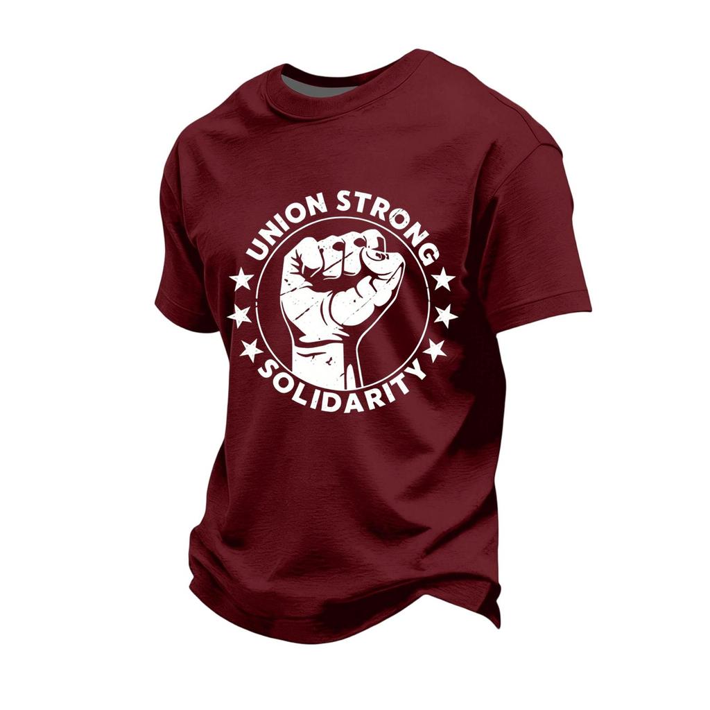 Men's Loose Fit Casual Short Sleeve T Shirt Labor Day Printed Graphic Tee Crew Neck Comfortable Cotton Blend Shirt for Everyday Wear