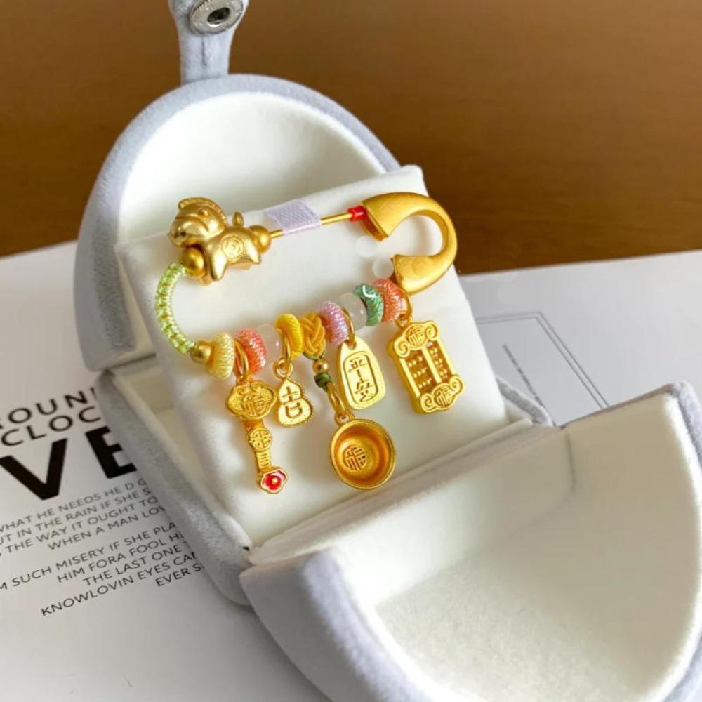 Gold Color Zodiac Horse Brooch Pendant Pony Sand-plated Ornaments Guardian Brooch  Newborn Baby