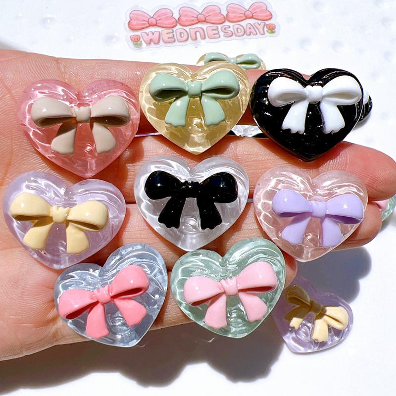 

10 Pcs New Cute Cartoon Transparent Heart Shape Butterfly Junction Resin Scrapbook Diy Jewellery Hairpin Accessories Craft A60