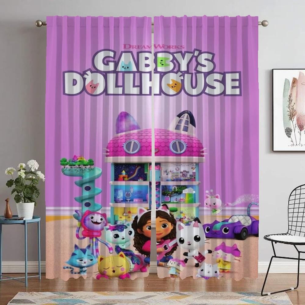 Gabby's Dollhouse Curtains Child Room Blackout Curtains for Camera Living Room Curtain Shades Halloween Decoration Partition