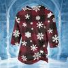 Men's Casual Neck Three-Quarter Sleeve Christmas Print T-Shirt for Holiday Festive Wear