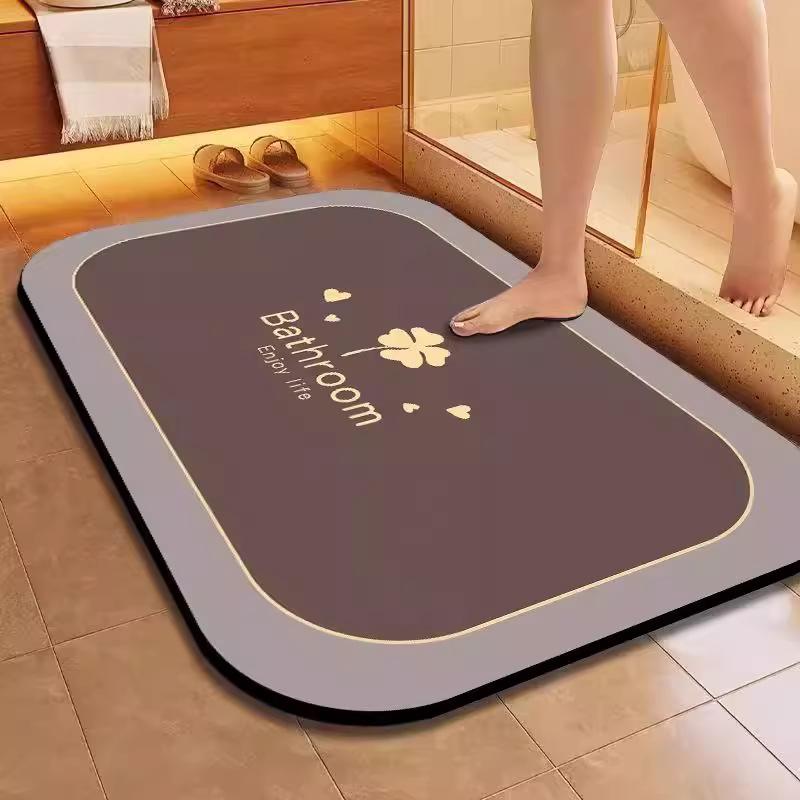Simple Soft Diatom Mud Mat Bathroom Strong Absorbent Household Bathroom Door Mat Quick Drying Can Be Cut Foot Mat