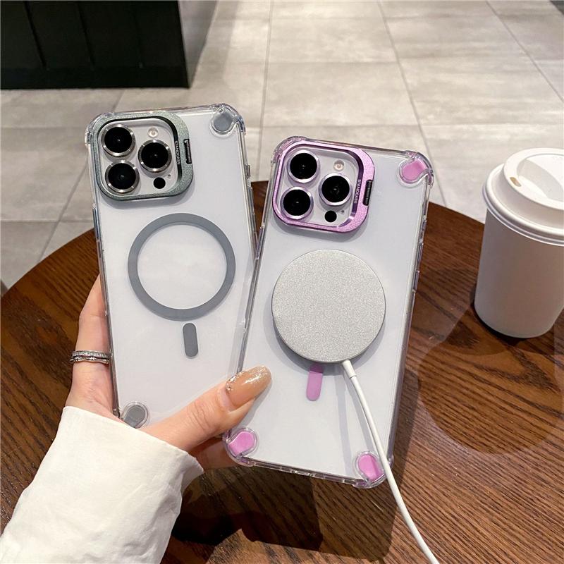 Für iPhone 16 Pro Max Luxus Objektivhalter Ständer Magsafe Magnetisch Transparent Handyhülle Für iPhone 13 14 15 Plus Schutzhülle