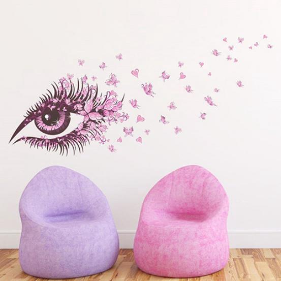 Romantic Beautiful Eye Butterfly Heart Home Decor Mural Art Decal Wall Sticker KTY