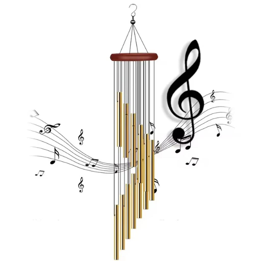 Metal Aluminium Tube Wind Chimes with Hooks, Outdoor Garden Decoration Home Wedding Party Memorial Decoration Favours