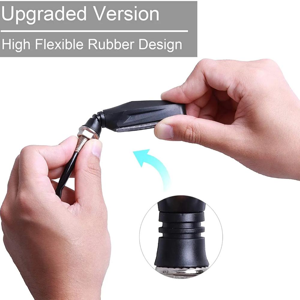 2/1PCS LED Motorcycle Turn Signals Light 12 SMD Tail Flasher Flowing Water Blinker IP68 Bendable Motorcycle Flashing Lights