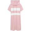 Women's Cotton Hooded Korean Style Slim Fit Summer Dress, Casual Short-Sleeved Mid-Length Skirt