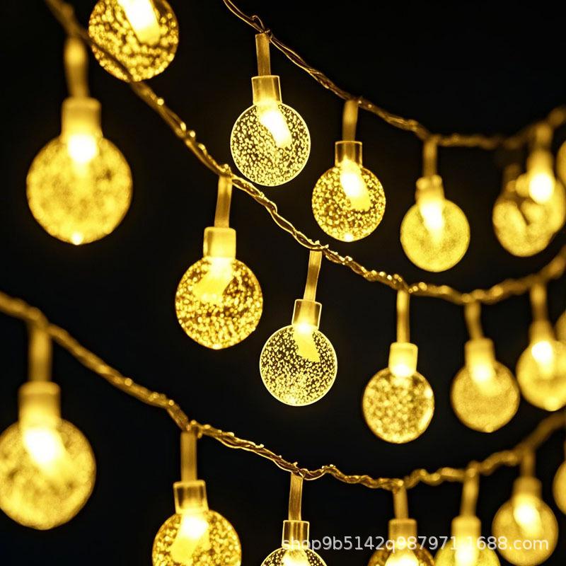 Cross-Border LED Solar String Lights: Holiday, Camping & Fairy Lights - Bubble Ball, Water Drop, White Ball Design