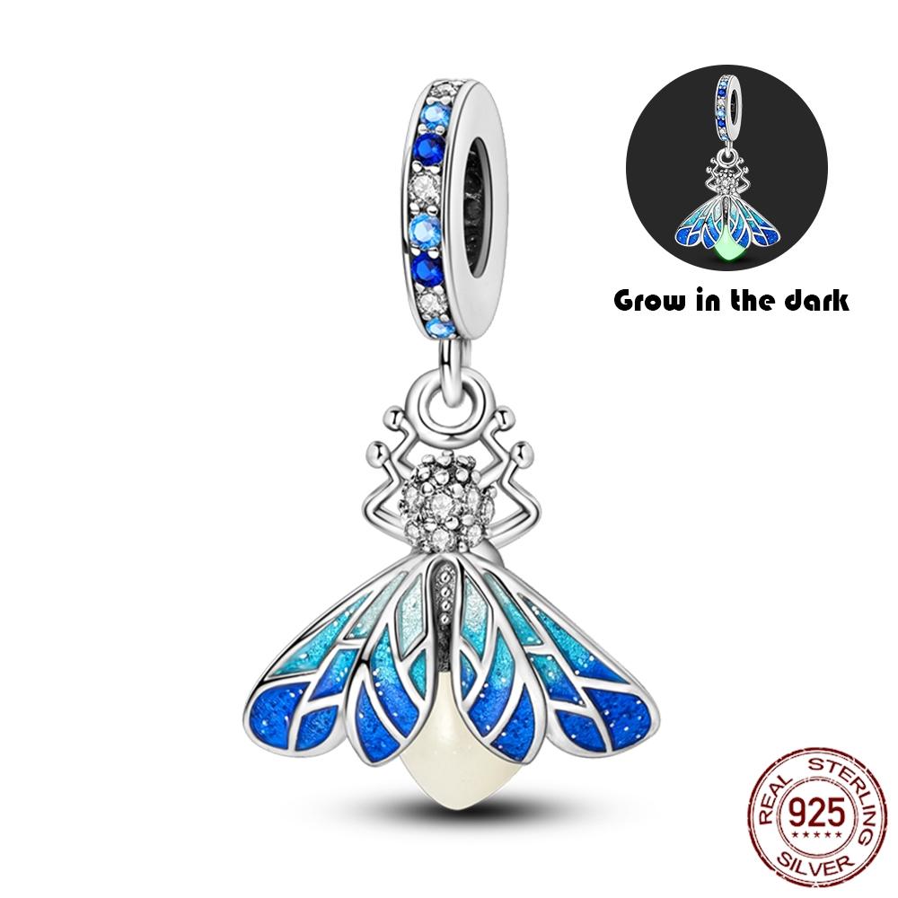 925 Silver Glow in the dark Firefly Honeybee Star Charms Beads Fit 925 Original Bracelets Fine DIY Jewelry Gift Women