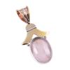 Natural Rose Quartz 925 Solid Sterling Silver Jewelry TwoTone Pendant 1.75" M3y43