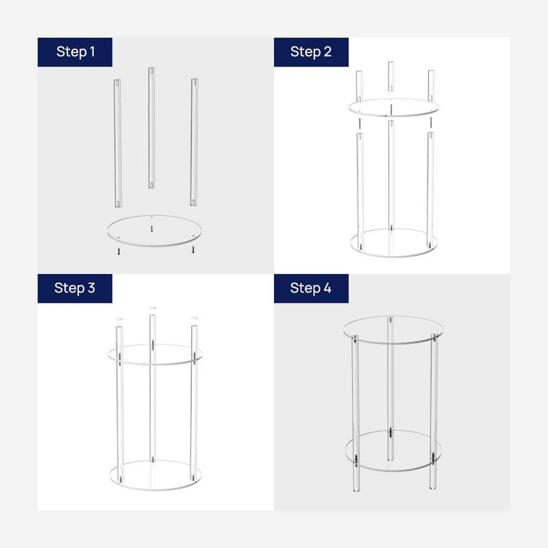 Modern Round End Drink Table Acrylic Tabletop Side Table Transparent Small Round End Table for Living Room Bedroom Decoration