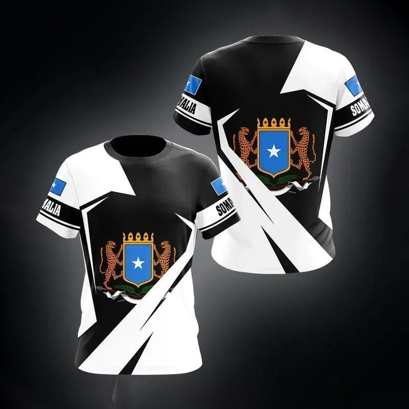 Somalia-Flaggen-Grafik-T-Shirts, Sommermode, kurzärmelig, 3D-Nationalemblem-Druck, lässige, lose Streetwear-T-Shirts