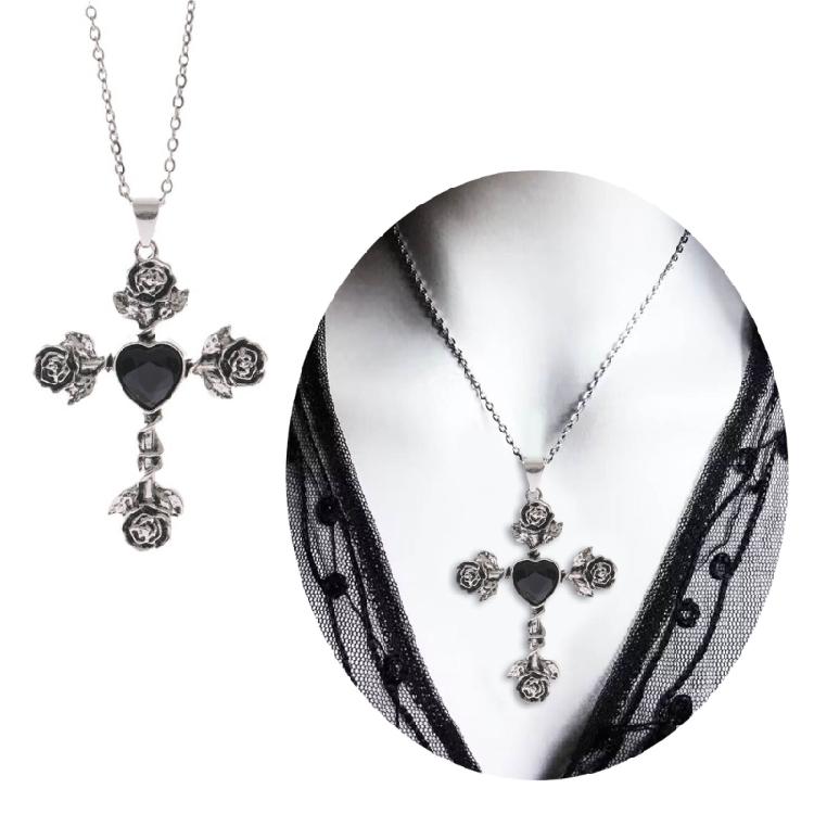 Unique Style Thorn Knotted Rose Crosses Pendant Necklace for Daily Wear Parties
