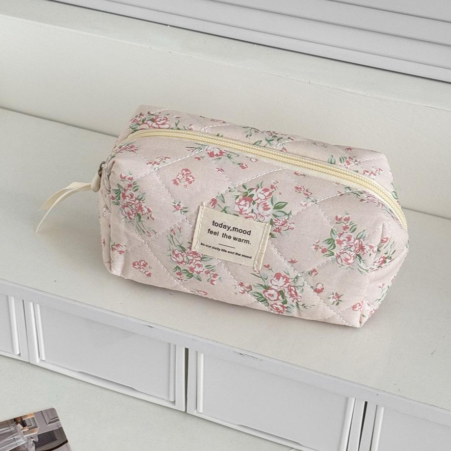 Fashion New Pink Flower Women Cosmetic Bags Handbag Travel Organizer Cosmetic Makeup Storage Pouch Portable Zipper Tote Bag