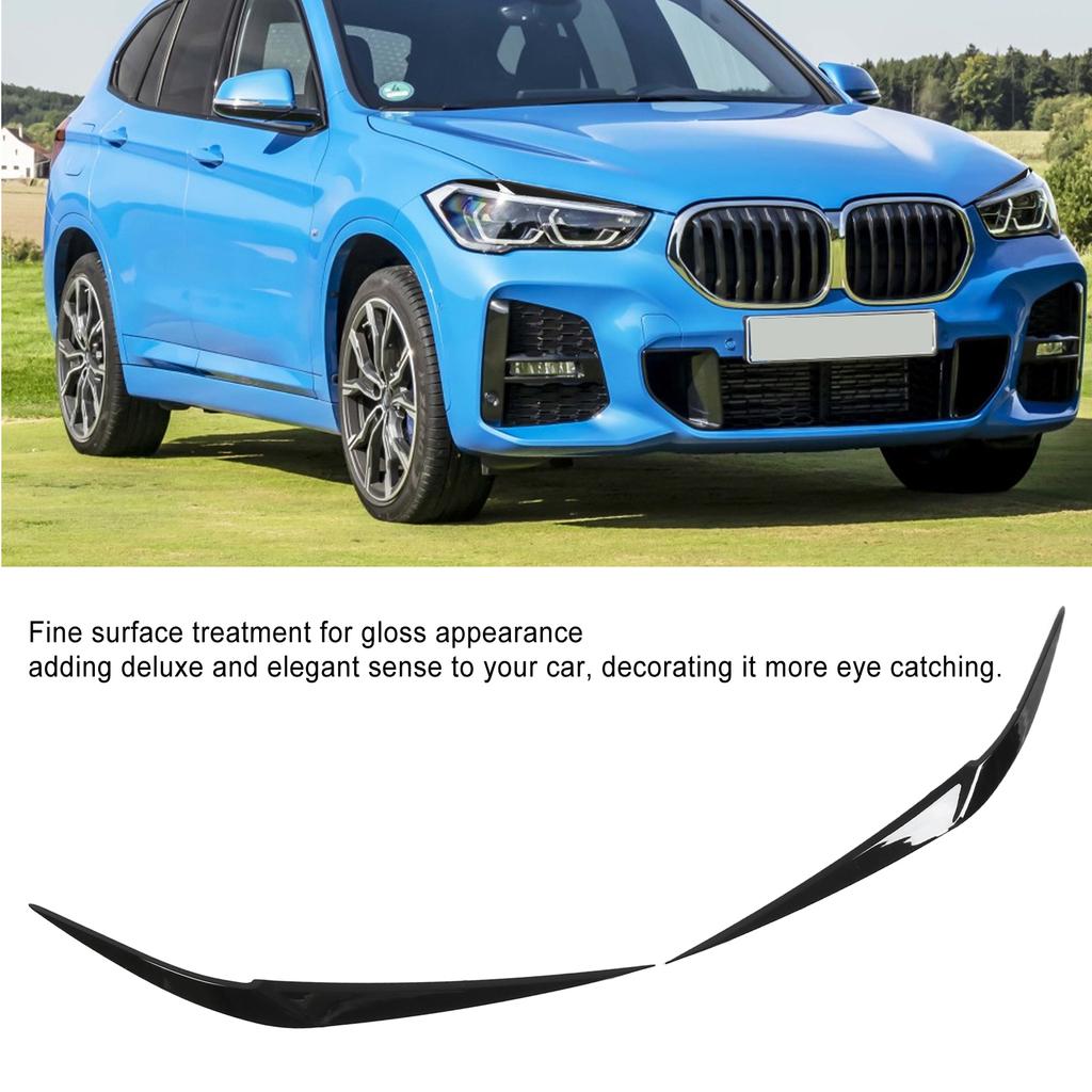 Pair Car Hdlight Eyebrows Front Left Right Trim Exterior Decoration Replacement for X1 F48 2015+(Carbon     )