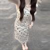 Mm summer white polka dot dress French temperament hip-wrapped long dress is popular in spring and new