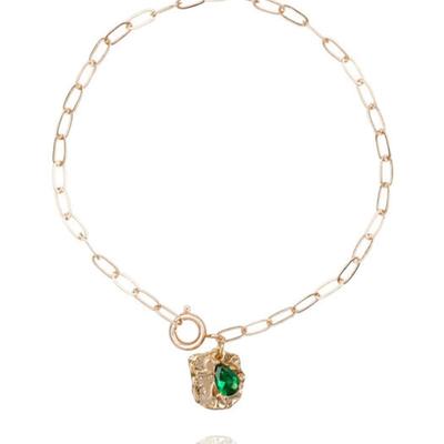 AUGUST ALICE Rough Piece Emerald Oval Chain Bracelet