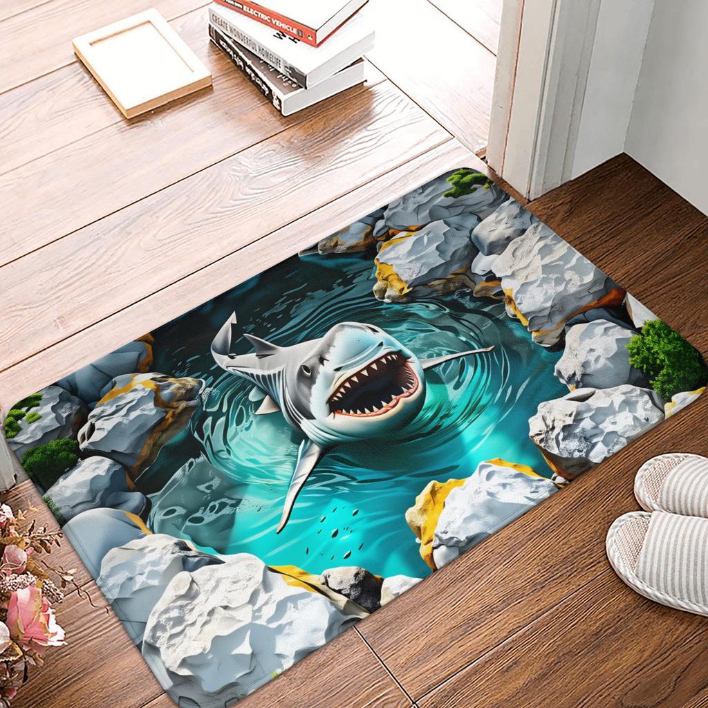 Vibrant 3D Koi Fish Illusion Doormat Non-Slip Bathroom Kitchen Mat Bedroom Balcony Door Floor Entrance Carpet Rug