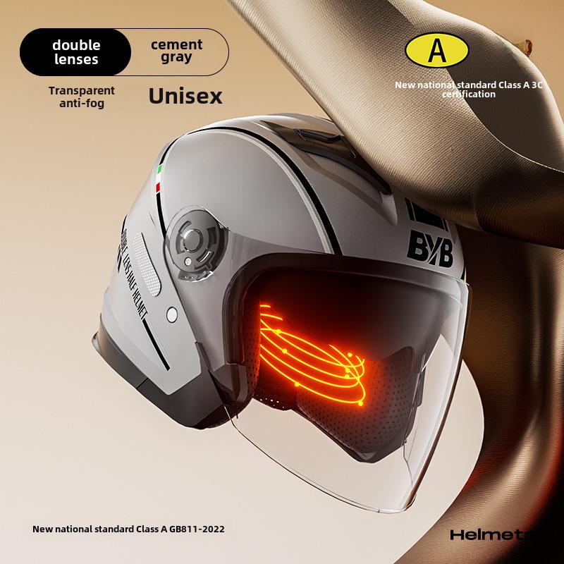 BYB A-Class 3C Certified Universal Helmet with Anti-Fog Dual Lens for Motorcycle/Electric Vehicle (Four Seasons).