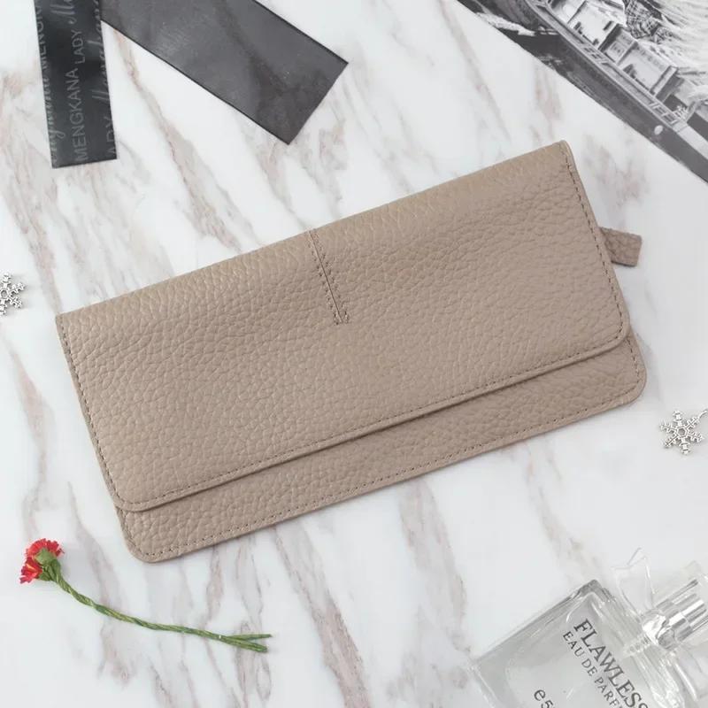 Damen Geldbörsen Echtes Leder Damen Lange Geldbörse Mode Reißverschluss Tasche Mehrfarbige Geldbörse Spleiß Wild Münzbörse Billetera Mujer