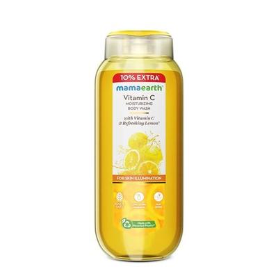 Mamaearth Vitamin C Moisturizing Body Wash z witaminą C i odświeżającym cytrynowym zapachem dla skóry | Intensywnie nawilża | Długotrwały zapach