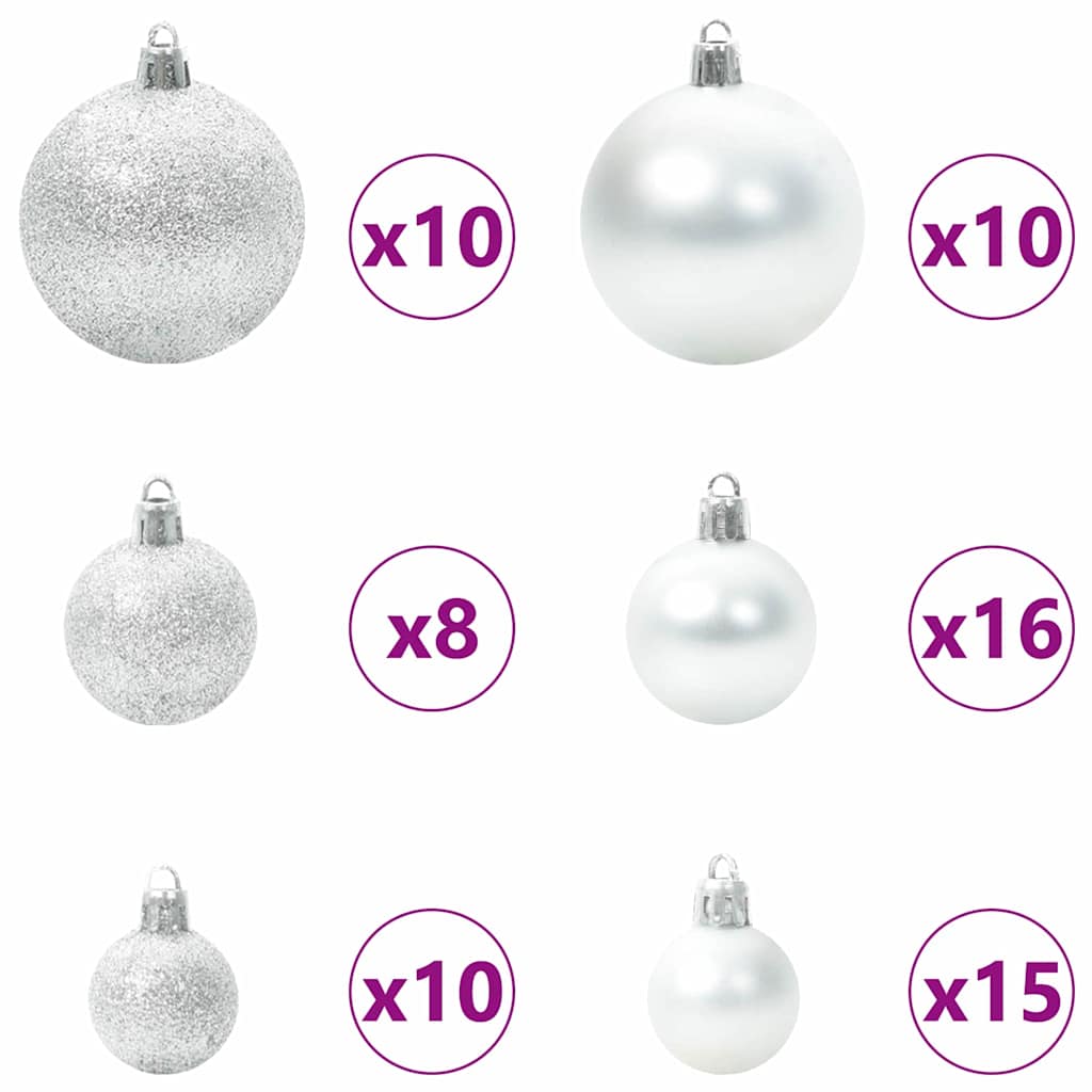 Christmas Ornament Set with 300 LEDs 120 Pcs Silver Plastic