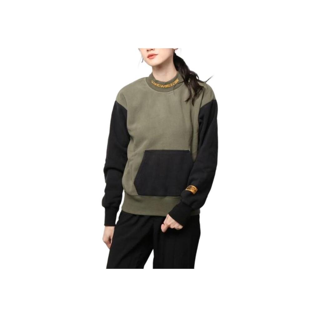 Vans Colorblock Crew Neck Long Sleeve Sweatshirt Women Tops Army-Green VN0A54M9KCZ