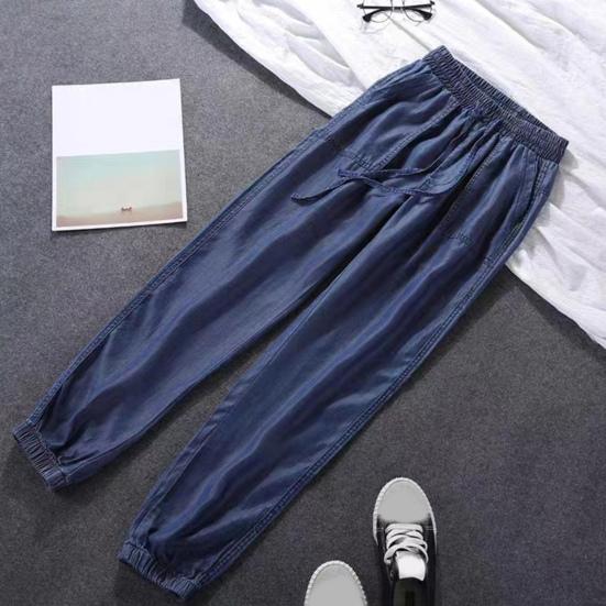 Women Harem Pants High Waist Solid Color Drawstring Loose Ankle-banded Daily Wear Deep Crotch Casual Elastic Waist Women Trousers Female Clothes