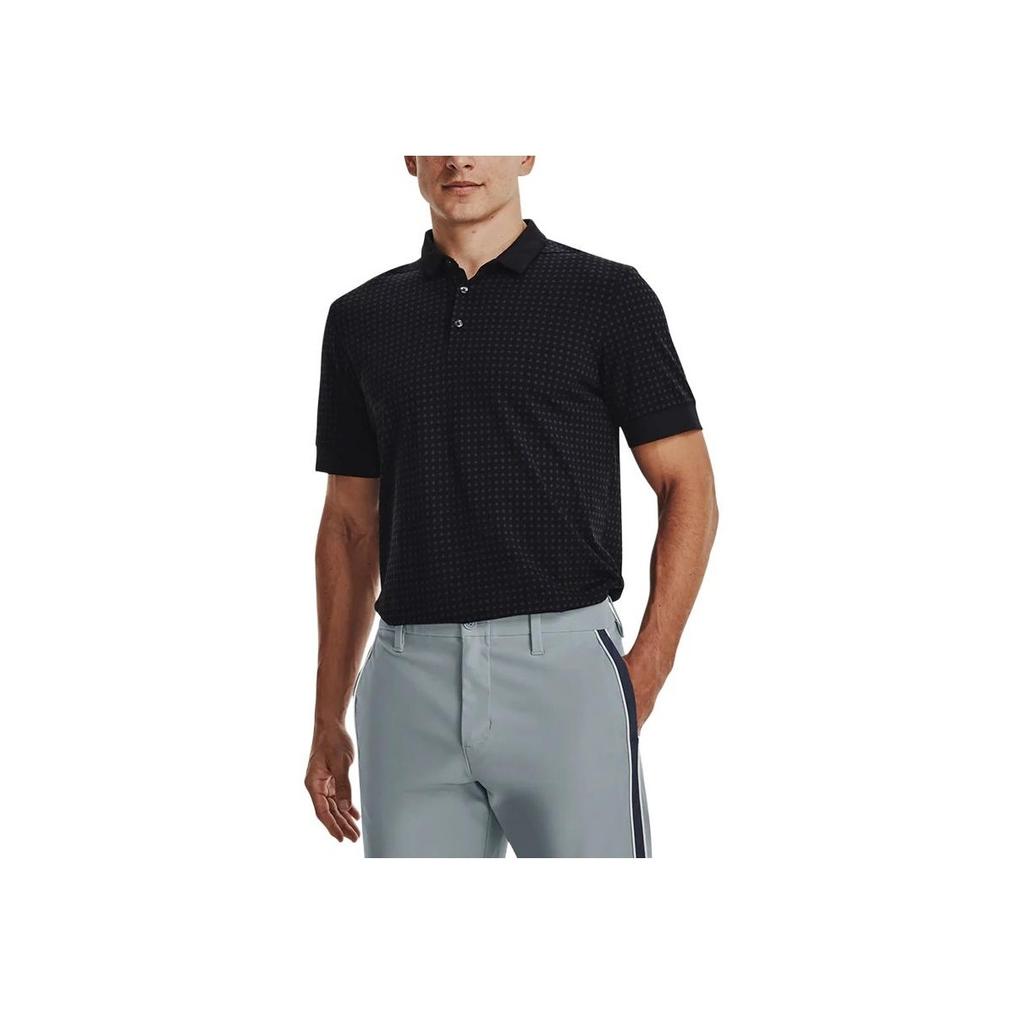 Under Armour Pattern Printed Polo Shirt With Half Button Placket Men Tops Black 1377406-001