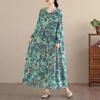 DIMANAF New 2026 Spring Summer Women Plus Size Vintage Long Dress Loose Oversize Long Sleeve Maxi Floral Print