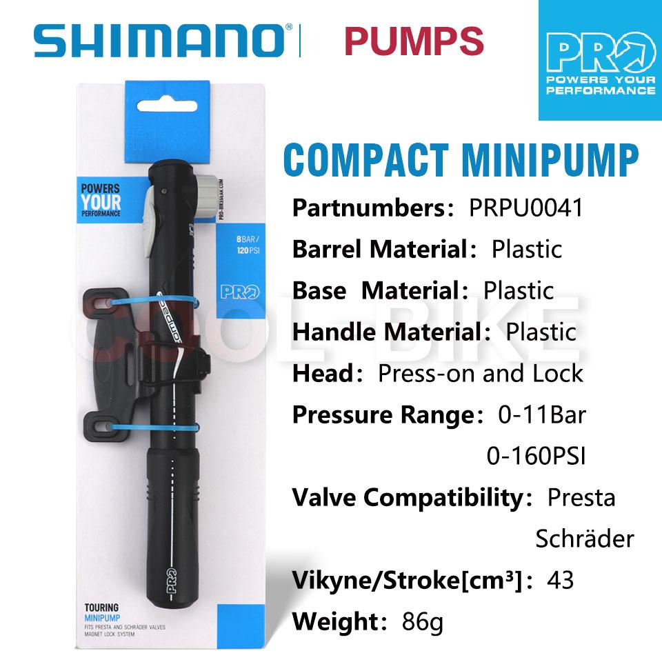 Shimano PRO COMPACT Mini Bike Air Pump 160PSI Black Magnetic Lock Resin Barrelled Portable pump Cycling Accesories PRPU0041