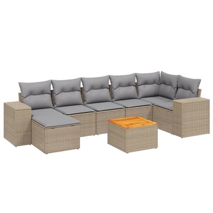 VidaXL Garden Lounge Set with Cushions 8 Pcs, Patio Sofas, Patio Furniture Set, Outdoor Furniture, Beige 3225555