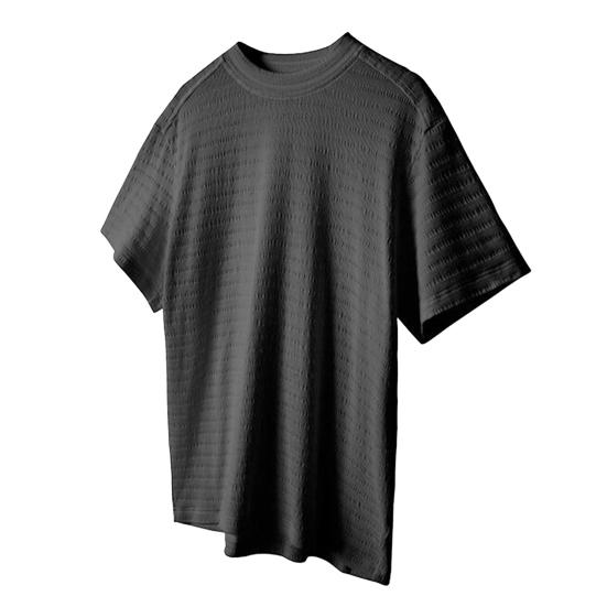 Men T-shirt Round Neck Short Sleeve 3D Striped Jacquard Design Tee Shirt
