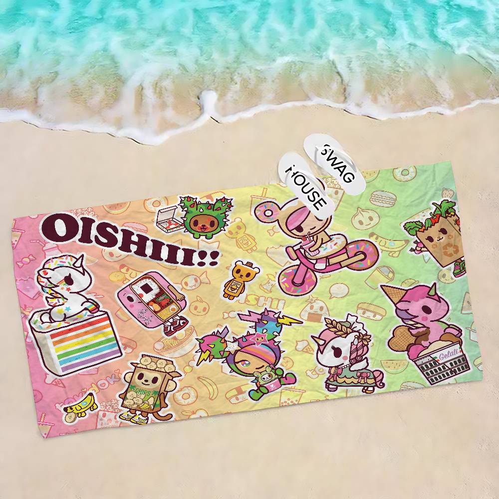 Japan Tokidoki Beach Towel Colorful Bath Towels for Girl Microfiber Quick Dry Custom Sand Free Beach Yoga Spa Gym Pool