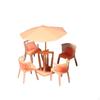 Miniature Table and Chairs with Umbrella Unpainted Patio Furniture White Diorama