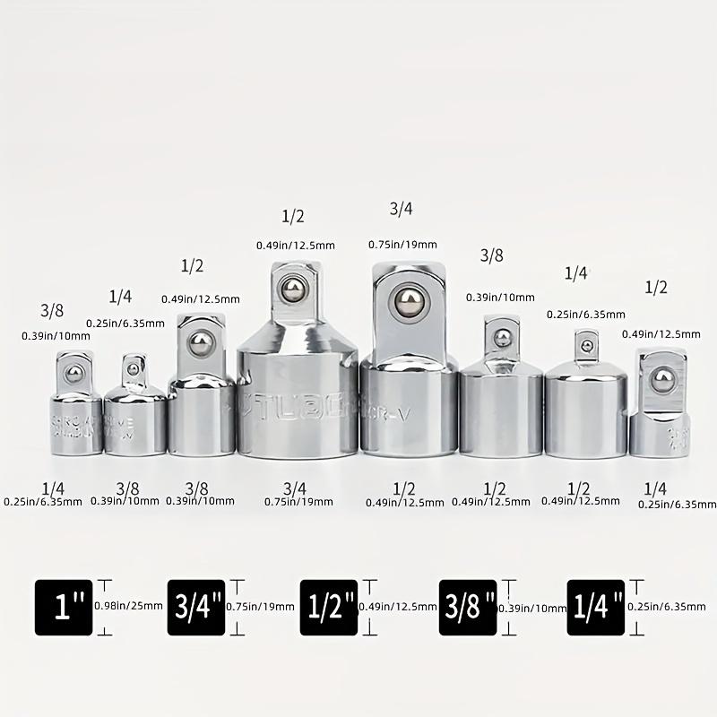6 stuks Ratelsleutel Dop Converter Huls Kop Adapter 1/2" Grote Vierkant naar 3/8" Vierkant naar 1/4" Roestvrij Staal naar 1/4" naar 1/2" naar 3/8"