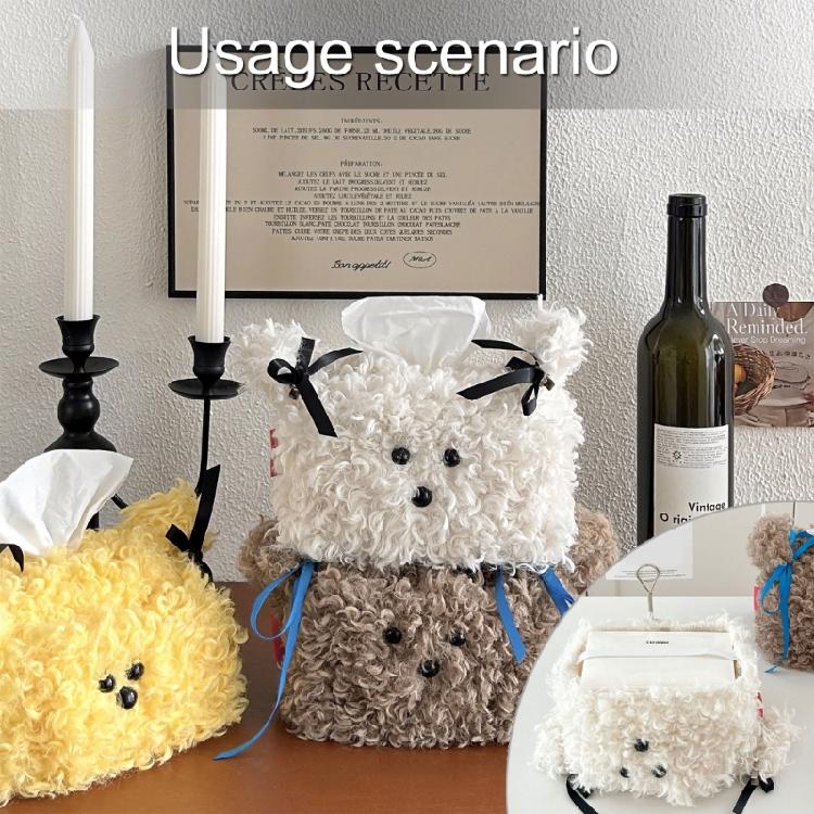 Fashionable Plush Tissue Container Portable and Multifunctional Tissue Storage Case for Household Everyday Use