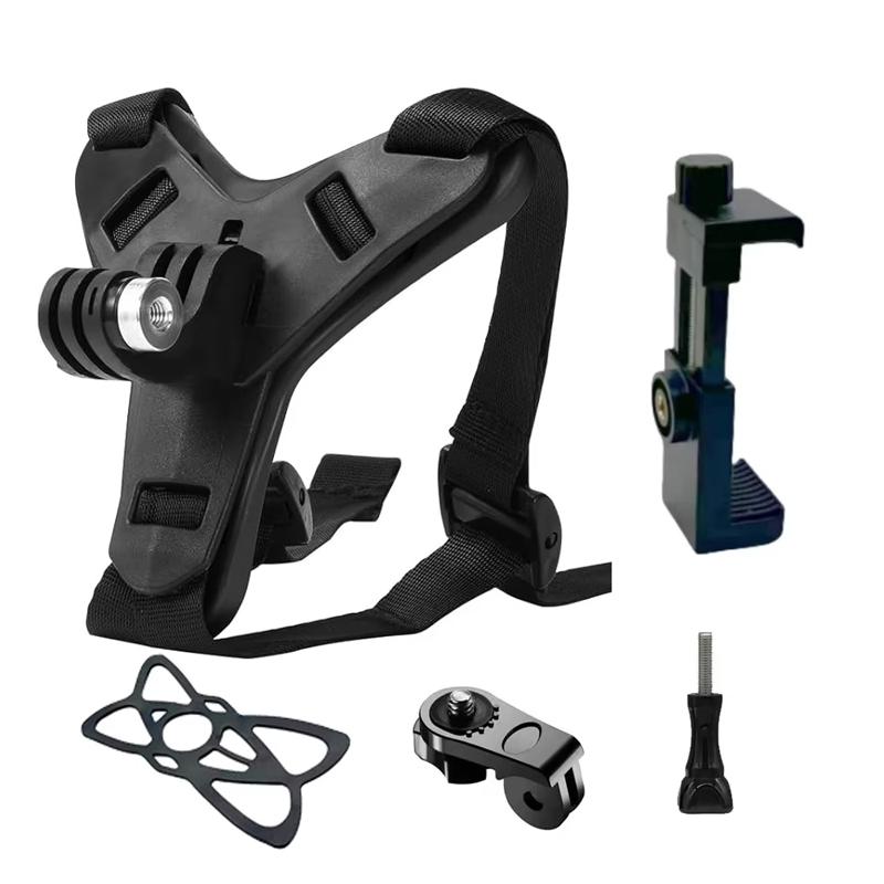 BLALION Motorcycle Helmet Strap Mount Phone Stand Holder For GoPro Hero 12 11 Insta360 X4 Action Sports Camera Full Face Holder
