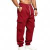 Men S Fleece Lined Cargo Sweatpants Drawstring Waist Multi Pockets Jogger Pants