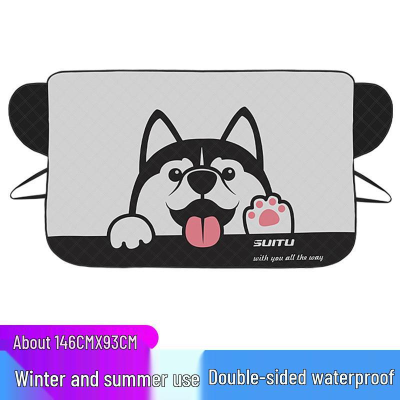 Winter Cartoon Car Sunshade Frost Protector for Front Windshield