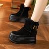 Жіночі зимові нові короткі черевики на товстій підошві, утеплені шкірою та оксамитом, теплі жіночі черевики