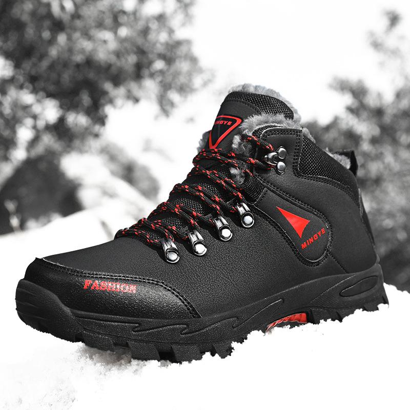Autumn and winter large size outdoor hiking shoes outdoor travel shoes fleece casual sports shoes men's wool snow boots