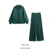Kaslead New Arrival Women's Clothing Fashion Style Fashion Casual Loose Pleated Long Sleeves Shirt Pants Suit