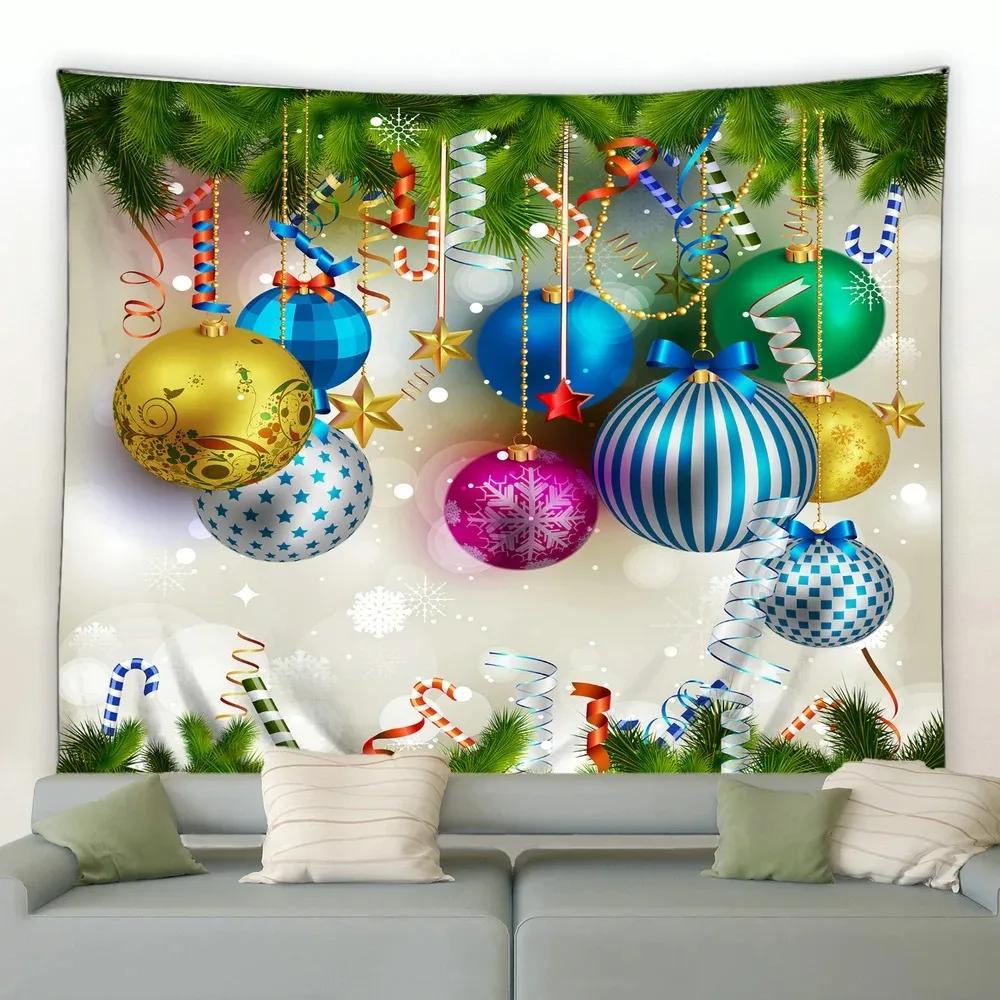 Christmas Cartoon Log House Snowman Tapestry Bedroom Living Room Home Christmas Decoration Tapestry