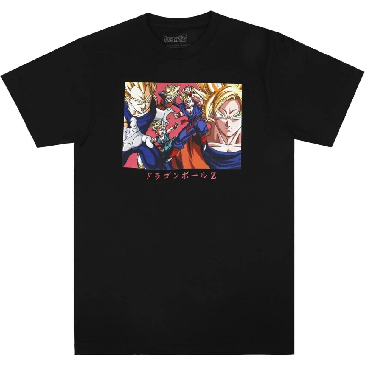 

Dragon Ball Z Anime Cartoon Front and Back Graphic Print Black Tee XXXXXL чорний