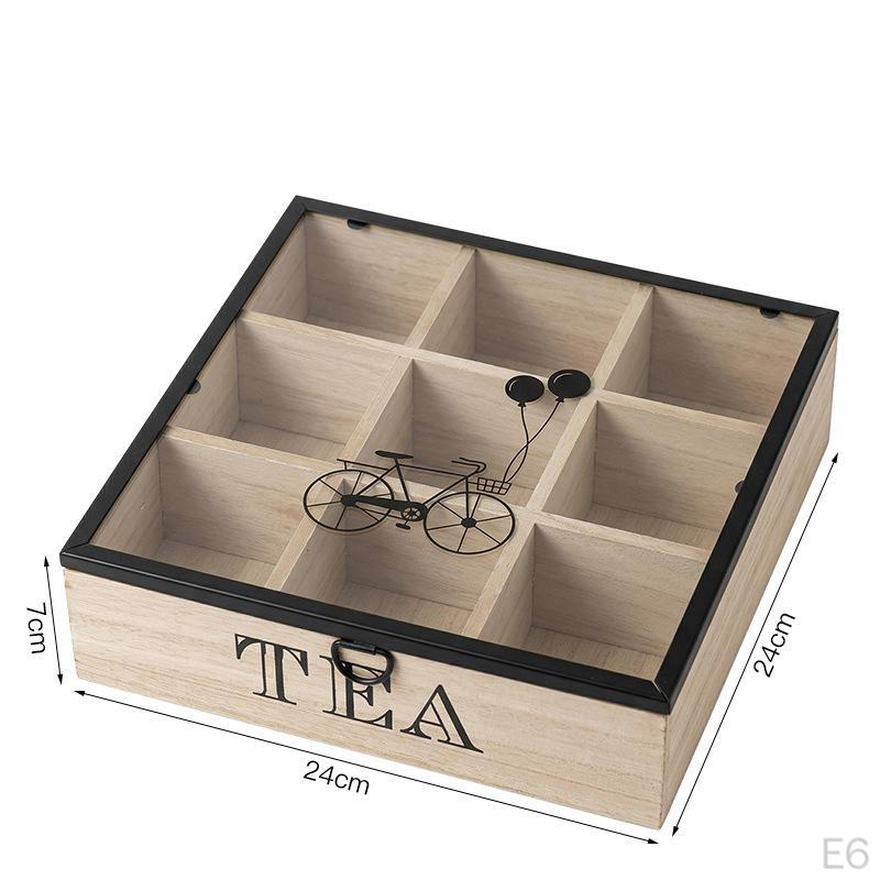 Holder Organizer Box with Wooden Lid And Glass Dividers Elegant Suitable for Kitchen Dome Decoration