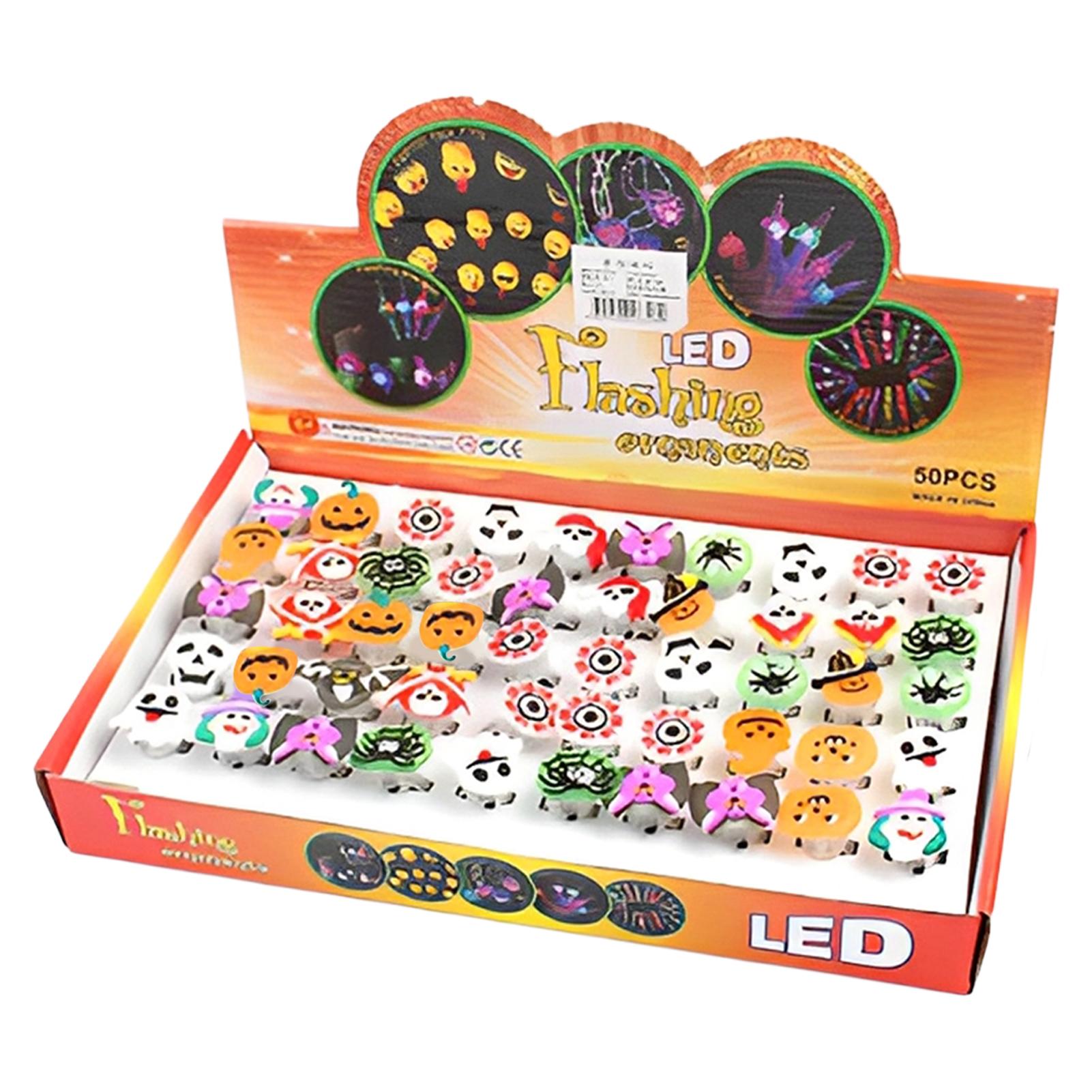 

50 шт. Светящиеся кольца на Хэллоуин, игрушки для вечеринки, светящиеся в темноте кольца, принадлежности для вечеринки на Хэллоуин для подарков на «сладость или гадость»