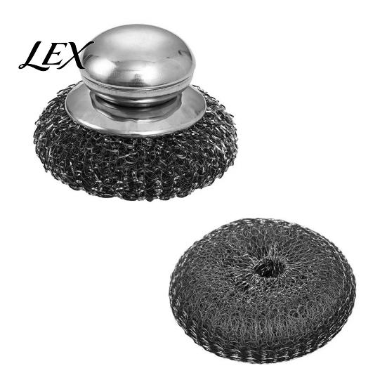 Effective Grease Removal Scrubber Stainless Steel Scrubber, with Ergonomic Handle, Heavy Duty Portable Dishwashing Kitchen Cleaning Tool Brush,