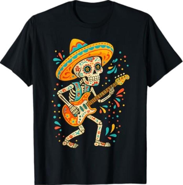 Dia De Los Muertos Skeleton Dancing Skull Day of The Dead T-Shirt S